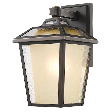 Memphis, 1 Light Outdoor Wall Light, Oil Rubbed Bronze And Clear Seedy Outside W/ Tint Inside